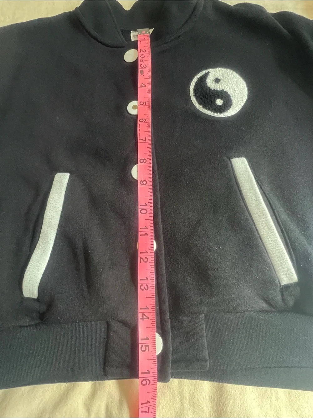 Hippie Rose Black and White Yin Yang Varsity Jacket